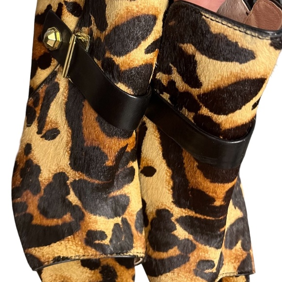 Louise Et Cie size 11 leopard print calf hair open toe bootie back zip - Picture 6 of 16